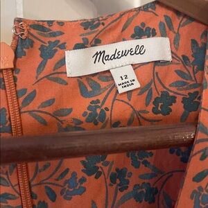Madewell Terracotta Long Dress with Teal Floral Design